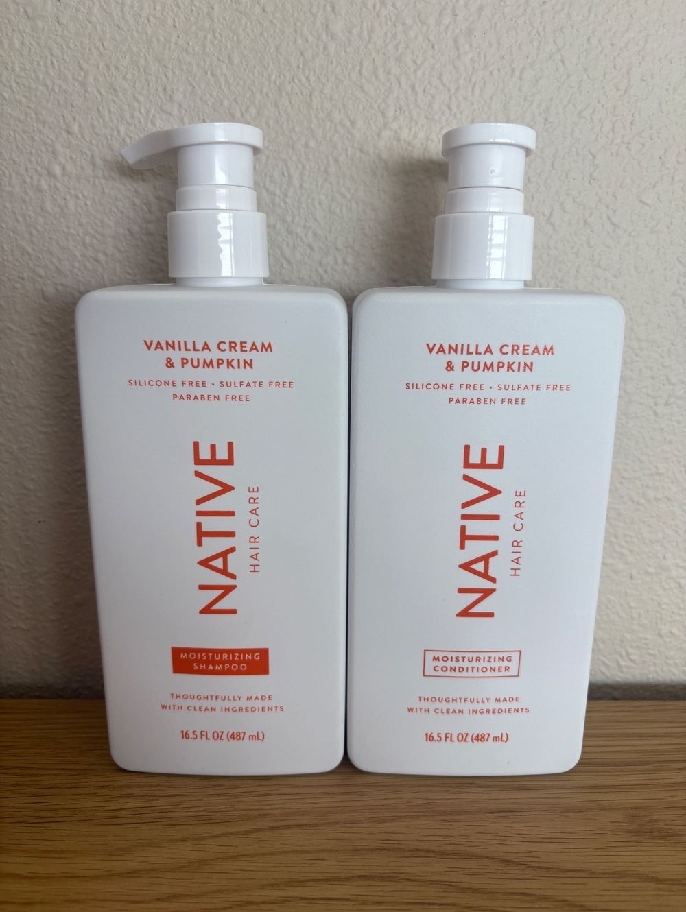 Native Vanilla Cream & Pumpkin Shampoo Conditioner Set 16.5 oz Each New